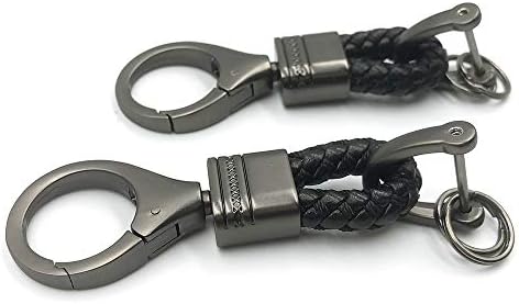 BuxiuGK 2 Piece Braided PU Leather Keychain Strap Keyring with Zinc Alloy for Car Office Home Keys