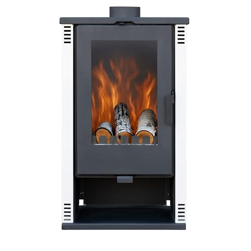 Kaminofen holzofen ALAZ K10M Weiß 10 kW Kamin Heizofen Dauerbrandofen Holzofen aminholz Hüttenofen aminfeuer Briketts Kamin Fireplace Wood