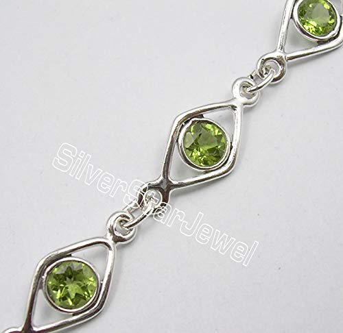 Image of Sterling Silver Peridot Bracelet 7.7 inch New Jewelry
