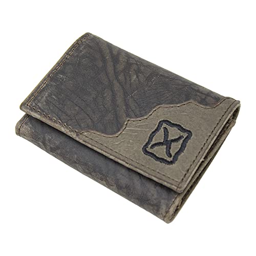Twisted X Leather Elephant Embossed Trifold Wallet with Overlay (Grey)2