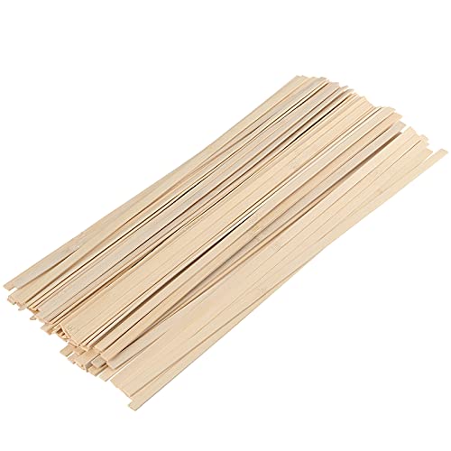 HAKZEON 300 PCS 15.5 Inch Natural Bamboo Sticks, Extra-Long, 3/8 Inches Wide Flat Wooden Paint Sticks for Crafting, Arts and School Projects, Sign-Making