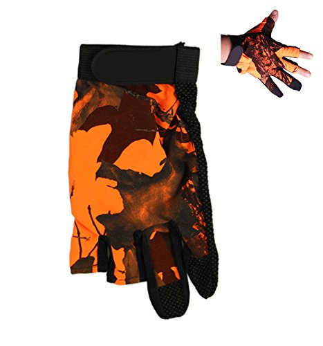 Futaba 3 Cut Finger Anti Slip Camouflage Fishing Glove - Orange - Pack of two 2