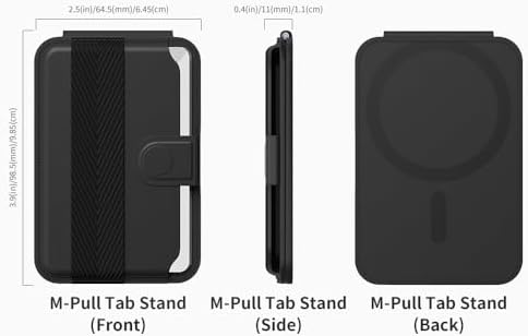Sinjimoru Pull & Eject Magnetic Wallet for iPhone, Phone Wallet with Adjustable Stand, Compatible with MagSafe Wallet, M-Pull Tab Stand Black
