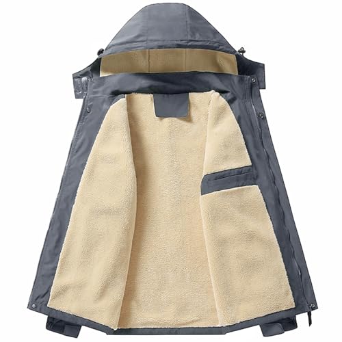 Image of PEGENO Men's Winter Thick Hooded Jacket Fleece Lining Windproof Parka With Removable Hood Coat