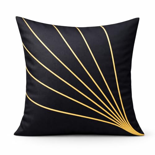 Image of LOFEY Dupion Silk Cushion Cover, 16 x 16 Inch (40 x 40 cm), Decorative Sofa Pillow Cover, Zipper Closure (2, Black)