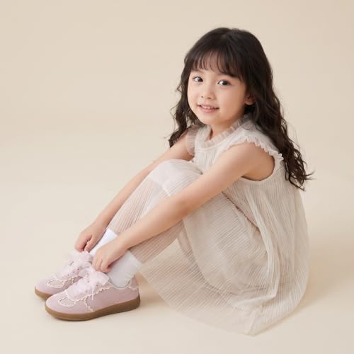 Image of CUSHIONAIRE Belinda Lace Detail Casual Sneakers for Girls - Ribbon Lace-Up Girls Shoes with Soft Cushion Support
