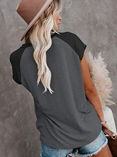 Hdieso Womens Cap Sleeve Color Block T-Shirts Summer Crew Neck Casual Basic Tops 5 Hdieso Womens Cap Sleeve Color Block T-Shirts Summer Crew Neck Casual Basic Tops