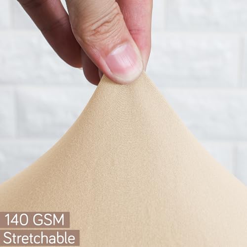 Image of HOKIPO 'SereneSolids' 140 GSM Office Chair Cover for Task Chair - 140 GSM Stretchable Fabric - Washable & Anti-Slip - Fits Small Office Chairs Without Headrest, Beige (AR-5224-BGE)