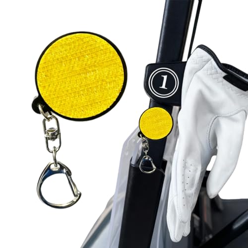 Yellow Magnetic Golf Glove Holder Clip – Strong Neodymium Magnet & Grip Pad – Attaches to Golf Cart, Bag or Belt – Golf Glove Dryer & Hanger for Men & Women – Hand-Assembled Acrylic Golf Accessory