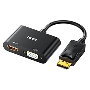 biaze ZH22 DisplayPort auf VGA/HDMI, 2 in 1 DP zu HDMI/VGA Monitor Adapter 1080P (Stecker auf Buchse), kompatibel für Lenovo Dell ASUS Computer Desktop Laptop PC Monitor Projektor HDTV Chromebook