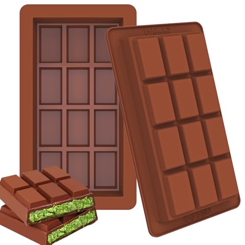 Webake Molde Chocolate Tableta Profunda Silicona 2 Piezas Molde Turron Moldes de Chocolato Profundo Molde de Barra de Chocolate