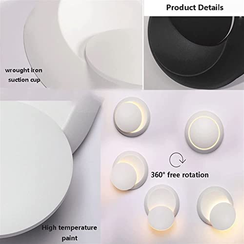 Applique murale LED noire moderne et rotative pour éclairage de lecture