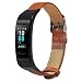 Produktbild Armband für Huawei Band 3/3 Pro, MuSheng für Huawei Band 3/3 Pro Lederband Armbänder Uhrenarmband Kompatibel mit für Huawei Band 3/3 Pro Damen Herren Business Ersatz Fiber Leder WristStrap (Braun)