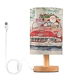 Ttgoth Lámpara de mesa de noche roja vintage para coche, para dormitorio, mesita de noche, lámpara LED de escritorio con puertos USB y pantalla de tela para sala de estar, dormitorio, hogar, oficina