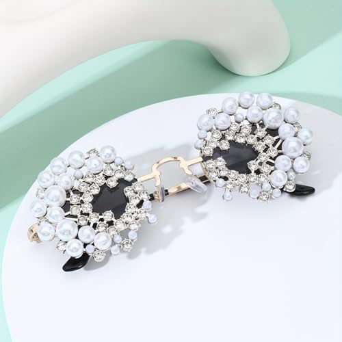 Elegant Cute Rhinestone Women's Sunglasses Metal Glasses Artificial Pearls Party Glasses Outdoor Retro trendy4