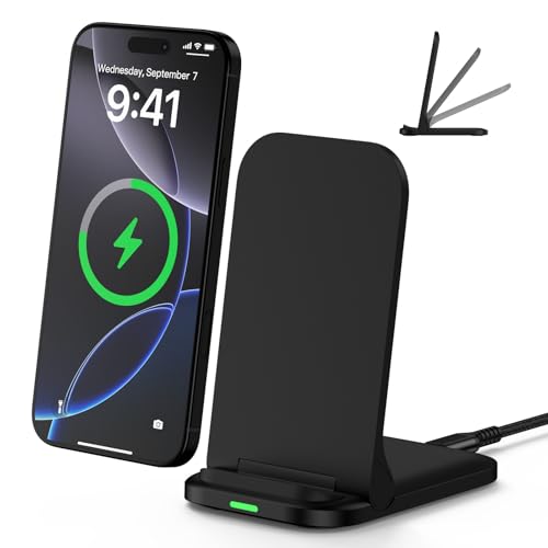Wireless Fast Charger Stand Foldable Samsung Wireless Charger Fast Charging Station Android Phone Charger Stand for Samsung Galaxy S25 Edge S25 Ultra S25 S24 S23 S22 S21,iPhone 16e 16 Pro Max 15 14 13