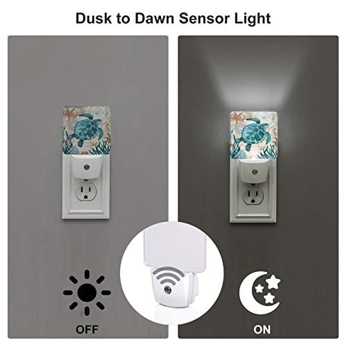 Image of Futterya Plug-in LED Night Light, Sea Turtle Ocean Set of 2 Dusk-to-Dawn Auto Sensor Decor Lamp
