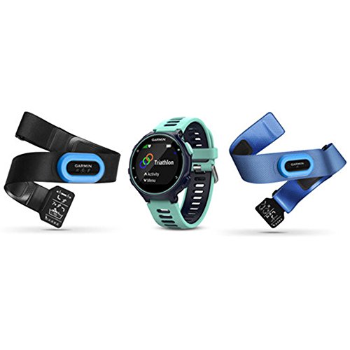 Garmin Forerunner 735XT Tri-Bundle, Multisport GPS Running Watch with Heart Rate, Includes HRM-Tri and HRM-Swim Monitor, Midnight/Frost Blue