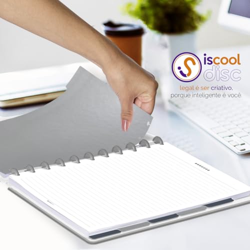 Divisórias Iscool P/Caderno De Disco G Spot Colors Prata e Grafite