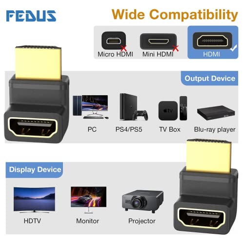 FEDUS-Gold-Plated-HDMI-Male-to-Female-Converter-Connector-Adapter-270-Degree-L-Shape-for-HDTV-Plasma-TV-LED-LCD-Black