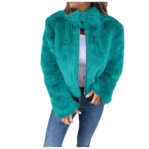 Duohropke Kunstpelz Mantel Damen Flauschige Warme Winterjacke Langarm Wintermantel Softshelljacke Teddyjacke Fleecejacke Casual Wollmantel Streetwear Große Größen...
