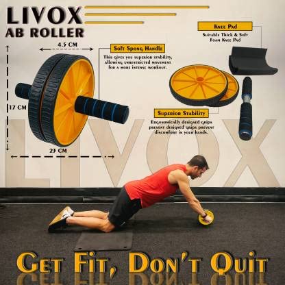 LIVOX Gym Equipment Set for Home Workout Combo Men Women Full Body Excercise Equipment Kit β Tummy Trimmer, Resistance Band, Pushup Stand, Ab Wheel Roller, 2 Hand Gripper, and Skipping Rope 2