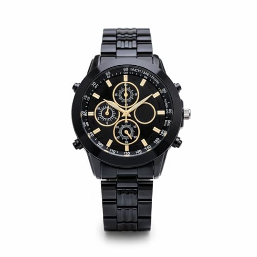PANJATAN Chronograph Style Analog Watch for Men | 45 mm Dial | Black Dial | Metal Strap Wrist Watch