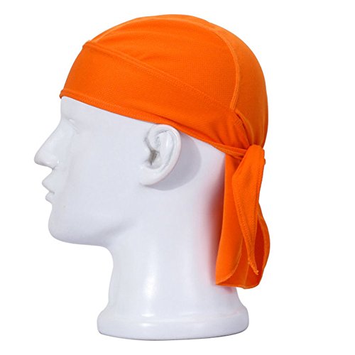 Sweat Wicking Beanie Cap Hat Skull Cap Pirate Hat Bandana Head Wrap for Men and Women Orange