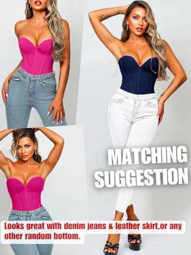 Image of ChiaoLezhee Heart Corset Top For Women, Sexy Concert Outfits Going Out, Strapless Crop Top, Overbust Bustier
