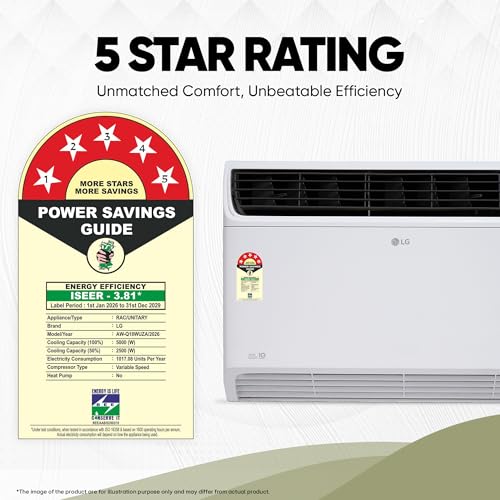 Image of LG 1.5 Ton 5 Star, New Star Rated, DUAL Inverter Window AC (Copper, Convertible 4-in-1 cooling, 4 Way Air Direction, Top Air Discharge, HD Filter, Clean Filter Indicator, AW-Q18WUZA, White)
