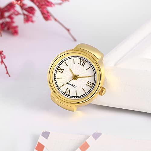 jewelrywe men women finger watch stretchy band elastic round simple dial quartz ring watches for halloween