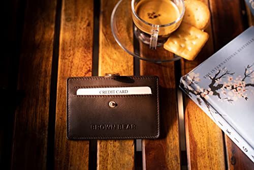 Image of BROWN BEAR Premium Branded Men's Pure German Nappa Leather, RFID ATM Card Holder (Brown, Chocolate)