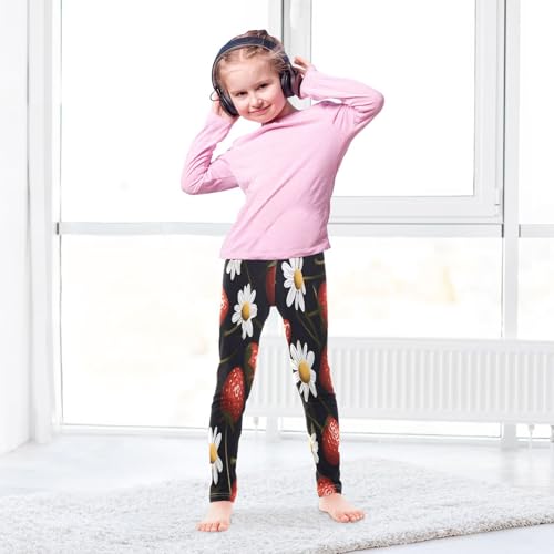 Toddler Girls Leggings Printed Yoga Pants Leggings White Daisy Strawberry for Kids4