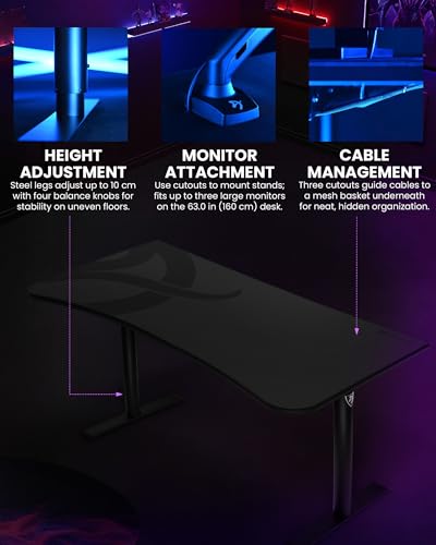 Image of Arozzi Arena Ultrawide Curved Gaming Desk Dark Grey