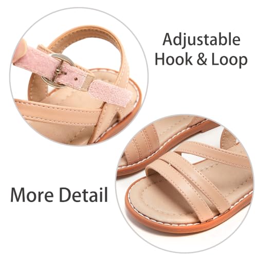 Image of ESTINE Toddler /Little Kid Girls Dress Cross Strappy Open Toe Sandals Princess Flats Summer Flower Girl Shoes