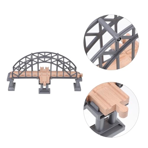 Gadpiparty Rail Bridges Toy for Kids Toddlers Train Table Long Double Span Arch Bridge Wooden Train Tracks Toy Arches Viaduct Bridge Train Bulk Rail Accessory Children Plaything - Thumbnail 2