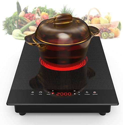 VBGK Electric Cooktop, Electric Stove Top with Touch Control, 9 Power Levels, Kids Lock & Timer, Hot Surface Indicator, Overheat Protection,110V 2000W induction cooktop