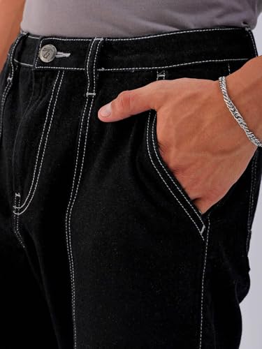 Image of The Indian Garage Co Men Dad Fit Solid Mid-Rise Cargo Denim