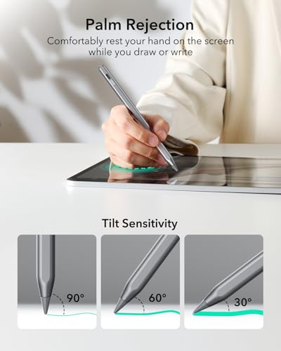 Image of ESR Magnetic Wireless Charging iPad Pencil, 2nd Generation Stylus Pen for iPad, Digital Pencil Pro for ipad 11 /10th,iPad Pro 12.9 inch / 11 inch(4th /3rd /2nd /1st), iPad Air 5 /4, Silver