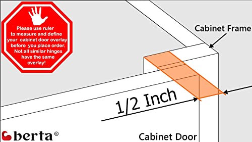 Berta (50 Pieces) 1/2 Inch Overlay Soft Closing Face Frame Cabinet Hinges, 105 Degree 6-Ways 3-Cam Adjustment Concealed Kitchen Cabinet Door Hinges With Screws (1/2 In. Overlay, 50 Pieces) #TOP1