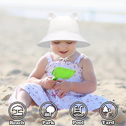 Baby Sun Hat Toddler Hats for Boys Girls Infant Sun Hat Baby Girl Hats with Bear Ears Wide Brim UPF 50+ Beach Hat3