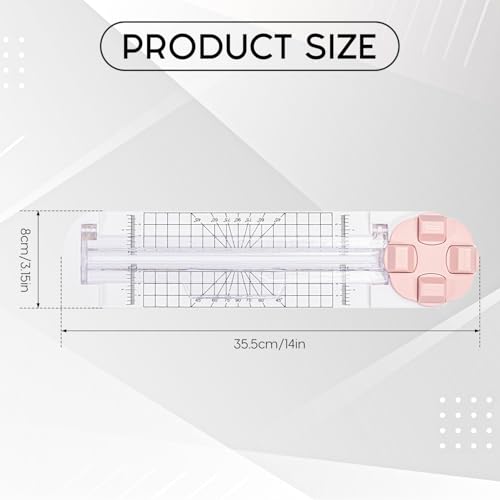 Bafiwu 4-in-1 Papierschneider mit Rillwerkzeug, Lineal und Maßstab für Scrapbooking, Karten und DIY (Pink)
