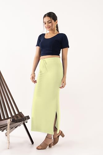 Image of DESI GIRL Cotton Lycra Stretchable Saree Shapewear Petticoat with Drawstring for Women | Fishcut Saree Petticoat with Side Slit for Easy Movement | Saree Shaper | Long inskirt