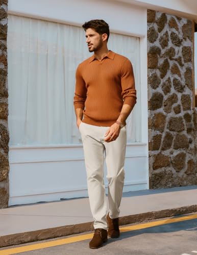 PJ PAUL JONES Men's Golf Pants Work Dress Comfy Pants Casual Slacks Trousers with Zip Pockets2