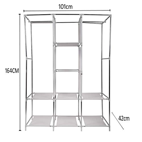 Image of 6+2 Shelves Fancy and Foldable Collapsible Closet Cabinet Cloth Rack Printed Wardrobe 88206 (Standard, Blue) Storage Unit
