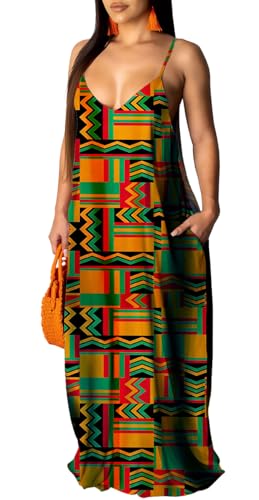 Image of Summer Maxi Dress for Women 2026 Plus Size Sundresses Casual Sexy Floral Sleeveless Beach Long Dress with Pockets
