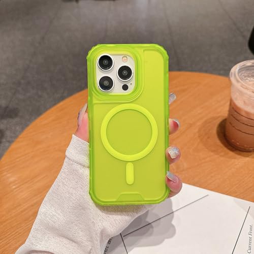 Coque de téléphone magnétique pour iPhone 16 Pro protection antichoc vert fluorescent