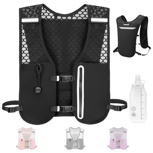 Kartoiy Running Vest Women with Water Bladder Adjustable Running Hydration Vest Mens Lightweight & Breathable Hydration Backpack for Trailrunning Hiking Marathon Cycling(Black)