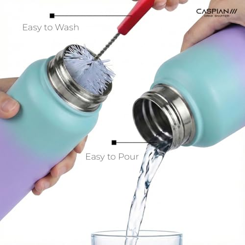 Image of CASPIAN / / / Astra ISI Certified Stainless Steel Water Bottle 1ltr.(Purple & Green, 1 Litre) | Leak Proof Thunder for Fridge Home Office Travel School Kids Boys Girls Adults Sports Gym Gift |BPA Free