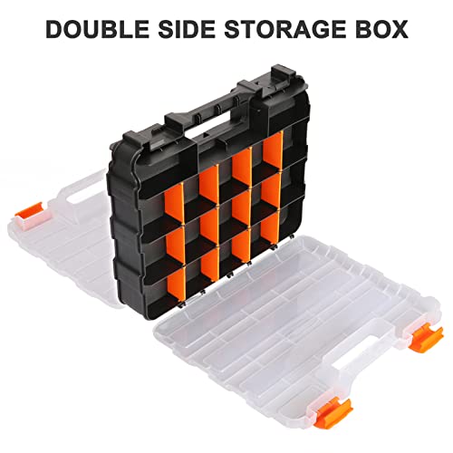 Image of Mayouko Double Side Tools Organizer, Customizable Removable Plastic Dividers, Hardware Box Storage, Excellent for Screws,Nuts,Small Parts, 34-Compartment,2 PCS Set,12.6 inchL x 10.6 inchW x 3.2 inchH